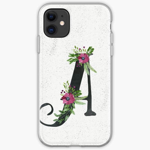 Letter A with Floral Wreath iPhone Soft Case
