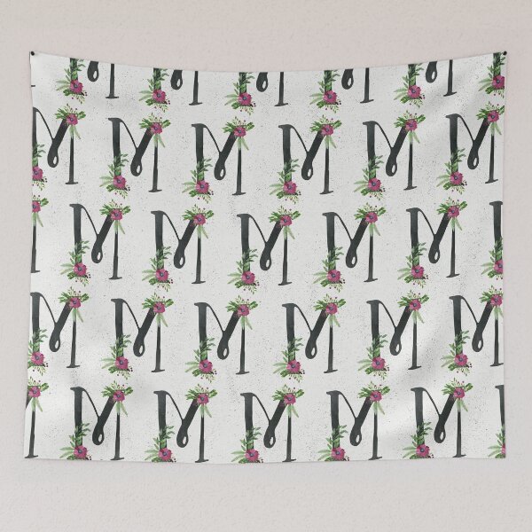 Item preview, Monogram M with Floral Wreath designed and sold by helga-wigandt.