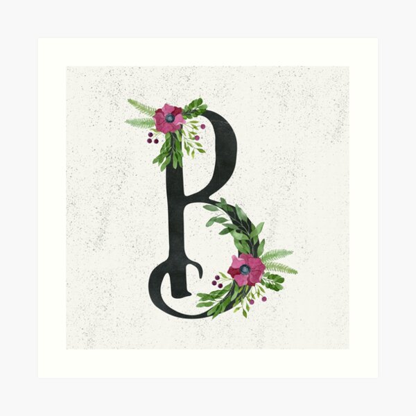 "Monogram B With Floral Wreath" Art Print For Sale By Helga-wigandt ...