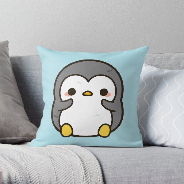 Shy penguin Throw Pillow