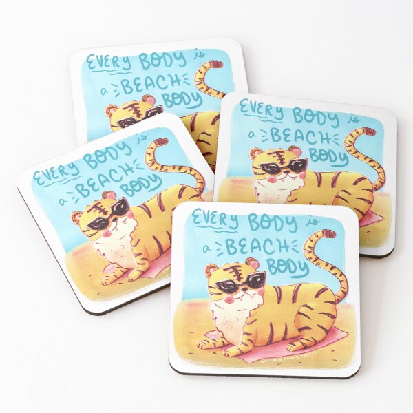 Item preview, Every Body is a Beach Body - Chubby Cute Tiger Wearing Sunglasses designed and sold by UnicornCandyCas.