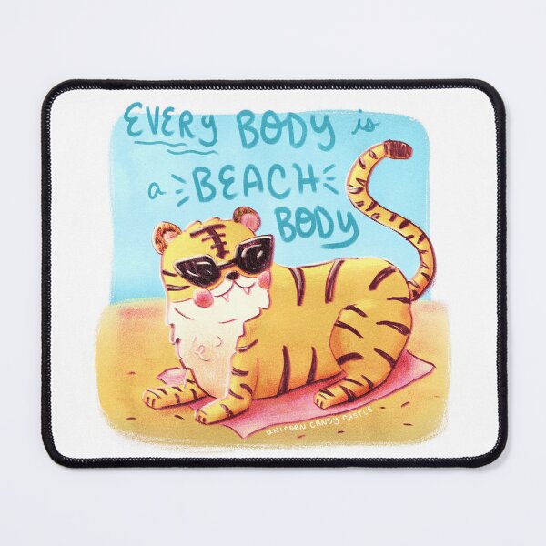 Item preview, Every Body is a Beach Body - Chubby Cute Tiger Wearing Sunglasses designed and sold by UnicornCandyCas.