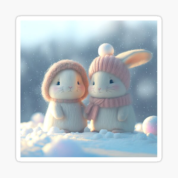 Cute Rabbit Wearing Winter Clothes Sticker for Sale by Juliascutecornr