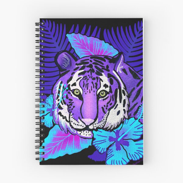 Aperçu de l'œuvre Tigre Jungle Safari Floral Bleu Violet créée et vendue par Christina Wedberg.