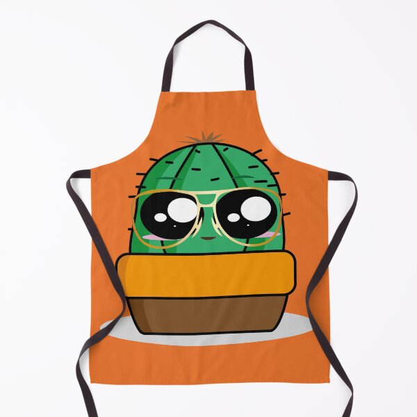 Item preview, Cacto verde de óculos dourado, dentro de um pote marrom e amarelo. designed and sold by GirlaineSQ.