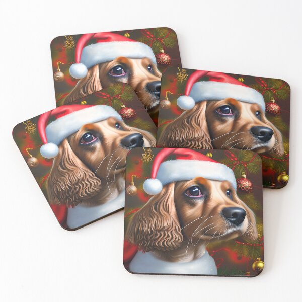 Item preview, Christmas Cocker Spaniel Wearing A Santa Hat designed and sold by ZenEverAI.