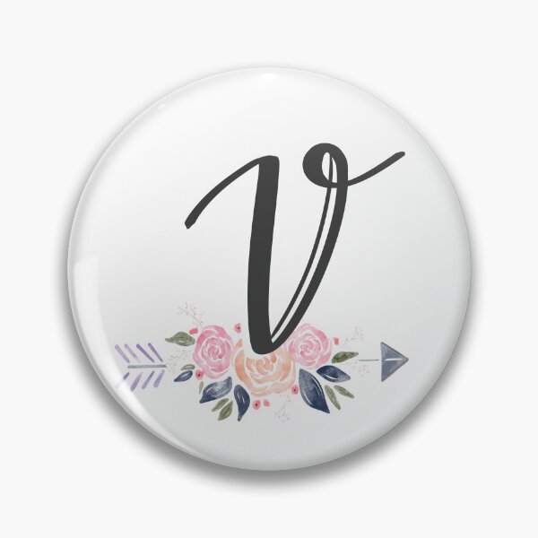Aperçu de l'œuvre Lettre V Monogramme Aquarelle Roses créée et vendue par MandyRosko.