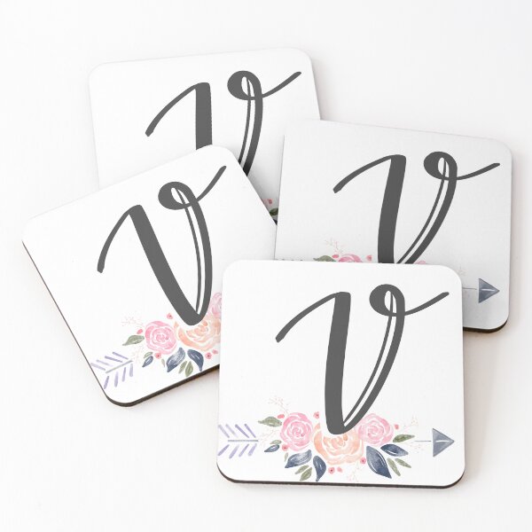 Item preview, Letter V Monogram Watercolor Roses designed and sold by MandyRosko.