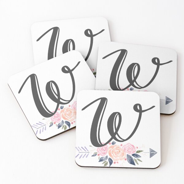 Item preview, Letter W Monogram Watercolor Roses designed and sold by MandyRosko.