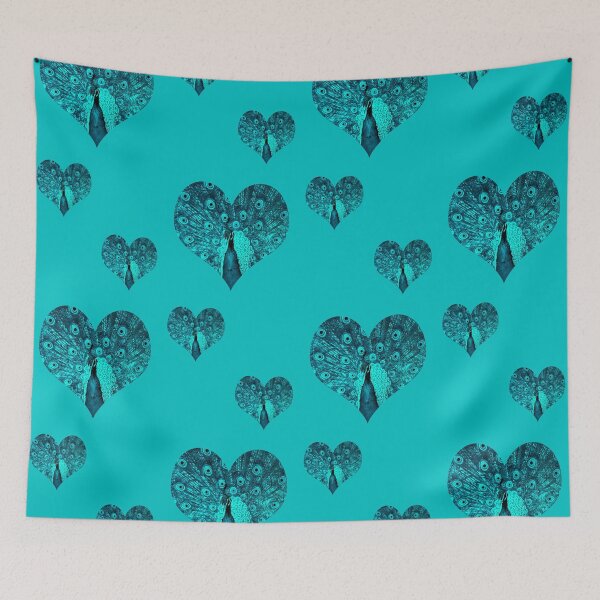 Item preview, Elbkatz` peacock hearts blue designed and sold by Kathleen Follert.
