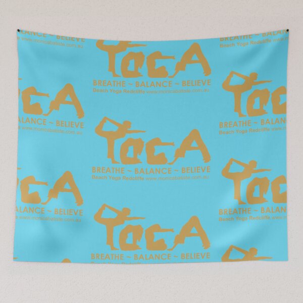 Item preview, YOGA BREATHE BALANCE BELIEVE with BLUE background designed and sold by MonicaArtist.