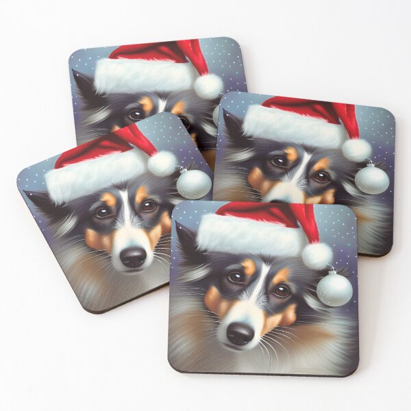 Item preview, Christmas Collie Wearing A Santa Hat designed and sold by ZenEverAI.