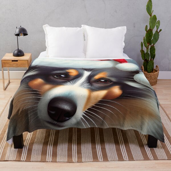 Item preview, Christmas Collie Wearing A Santa Hat designed and sold by ZenEverAI.