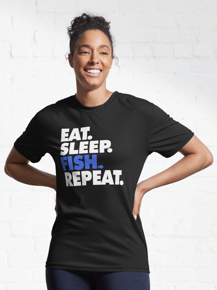 Funny Eat Sleep Fish Repeat Fishing Men's Women's Unisex Long Sleeve Tee T- shirt 