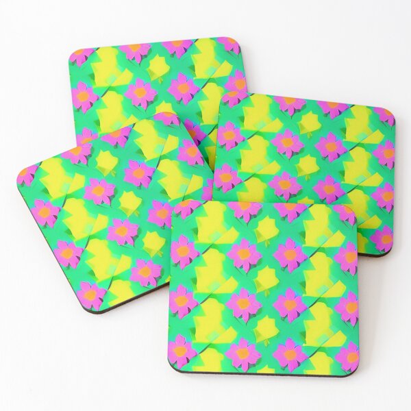 Item preview, Pink Flower Green Background Pattern Digital Art Design designed and sold by bandjdesigns.
