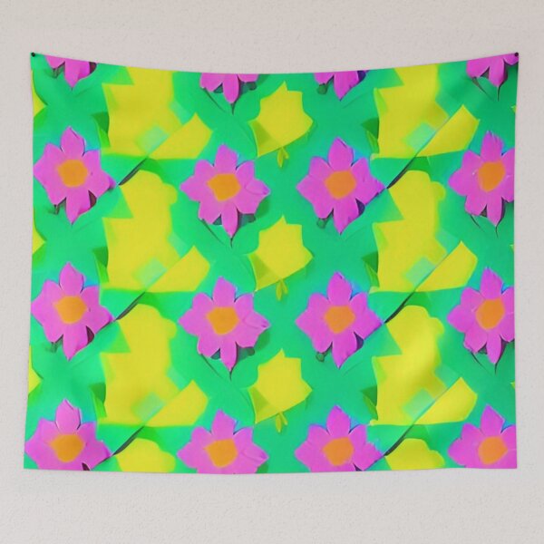 Item preview, Pink Flower Green Background Pattern Digital Art Design designed and sold by bandjdesigns.