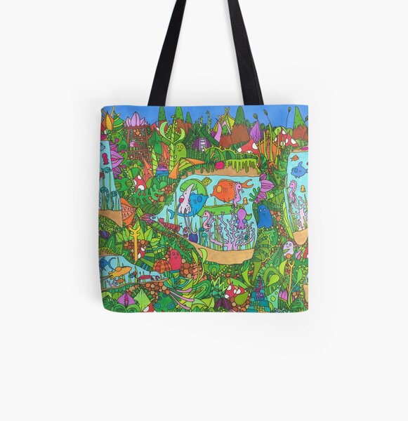 Hidden Animals in Watery Underground Caverns All Over Print Tote Bag