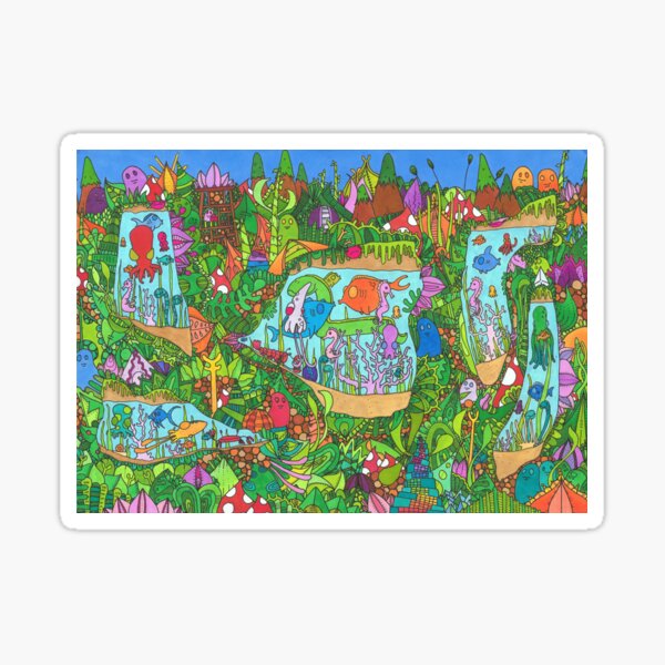 Hidden Animals in Watery Underground Caverns Sticker