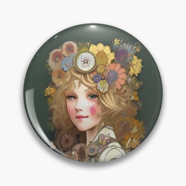Item preview, Cute Anime Girl Flowers Steampunk  designed and sold by ZiolaRosa.