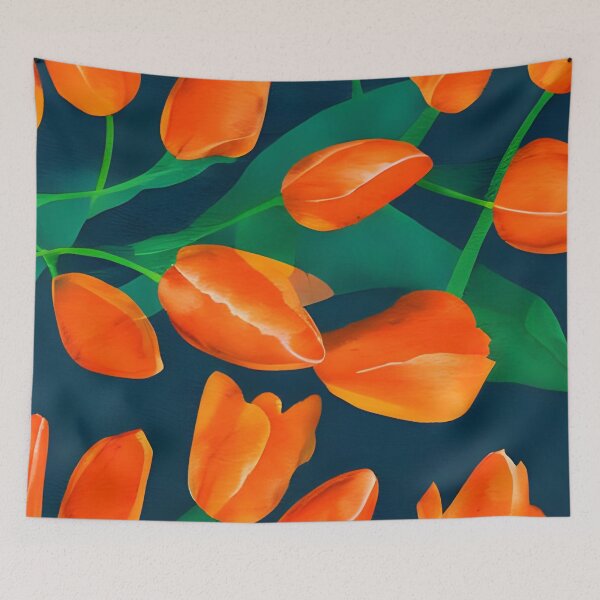 Item preview, Orange watercolor tulips pattern designed and sold by gramizzia.