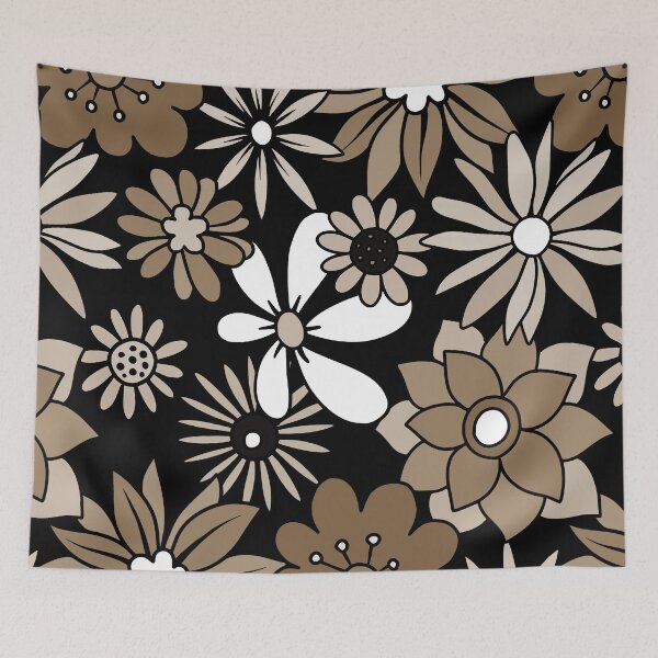 Item preview, Retro 1960's Floral Pattern In Sepia, Black And White designed and sold by DEC02.