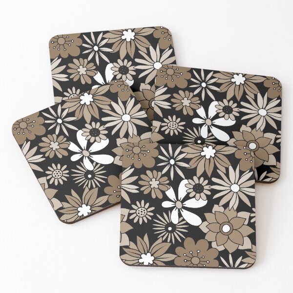 Item preview, Retro 1960's Floral Pattern In Sepia, Black And White designed and sold by DEC02.