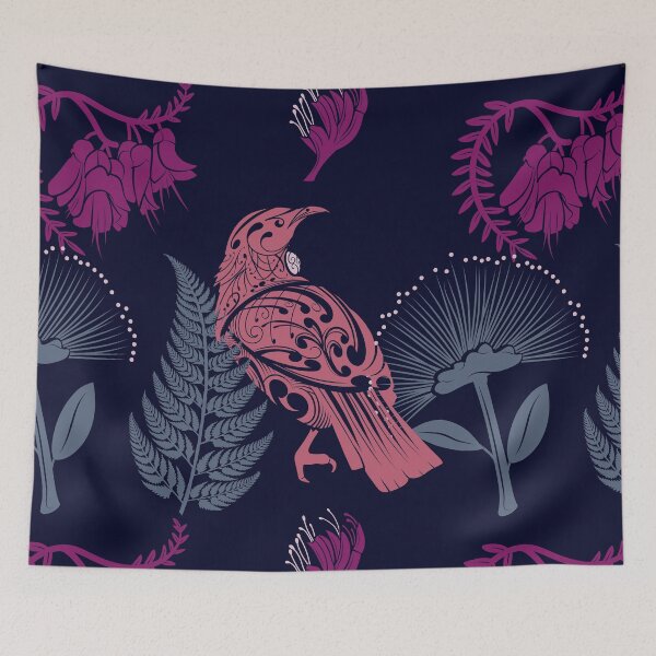 Item preview, New Zealand Native Tui Bird on a Black background. designed and sold by MY NEW ZEALAND.