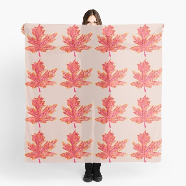 Pen and Ink Drawing of an Autumnal Maple Leaf Scarf