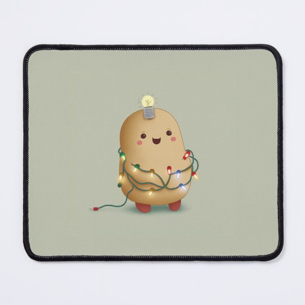 Item preview, happy cute potato with christmas lights trying to be a christmas tree designed and sold by lysabird.