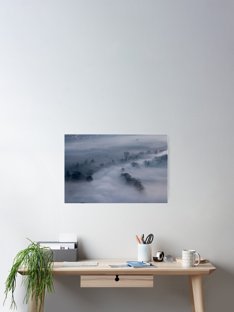 Thumbnail 2 of 3, Poster, Morning mist on Adda designed and sold by pietrofoto.