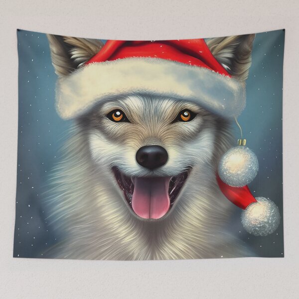 Item preview, Christmas Czechoslovakian Vlcak Wearing A Santa Hat designed and sold by ZenEverAI.