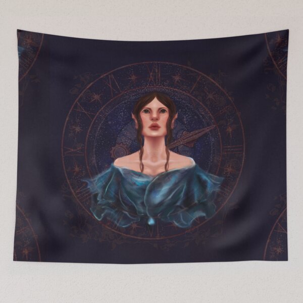 Item preview, Astrology Goddess In Blue With Cosmic Clock designed and sold by Monica Laipple.