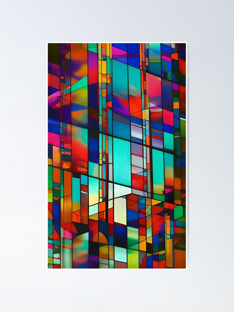 Colorful Abstract Geometric Stained Glass Pattern | Art Print