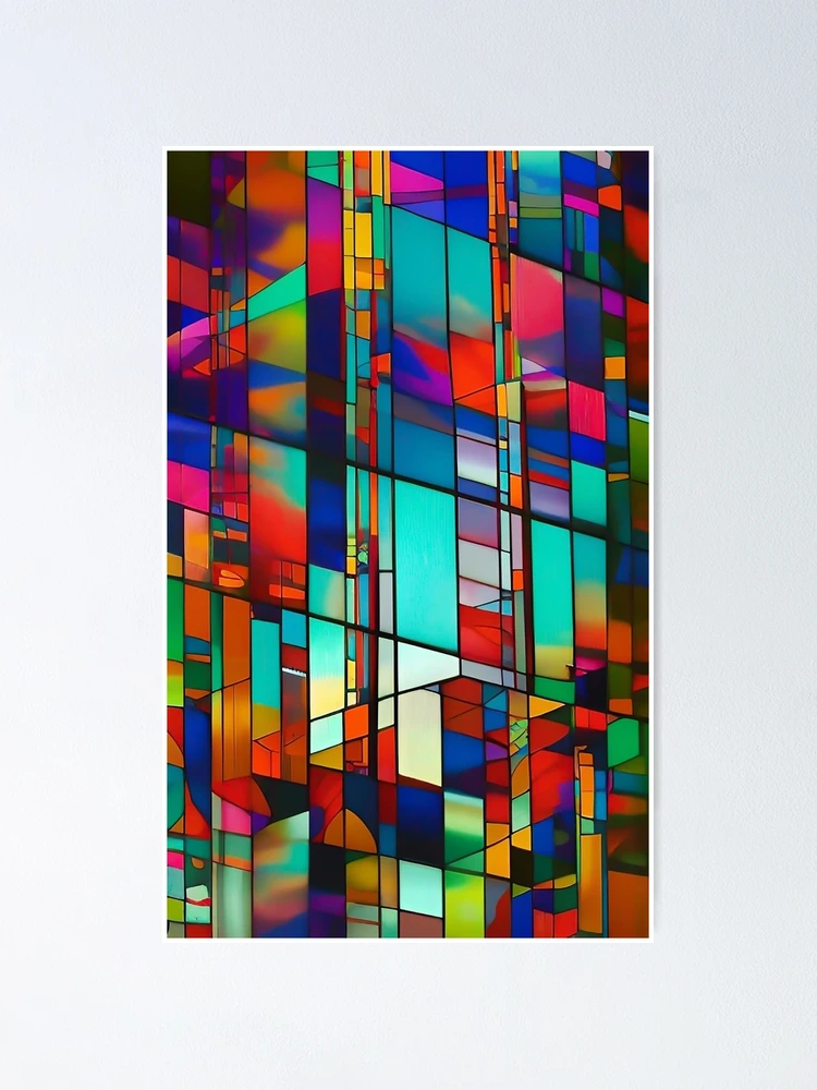 Colorful Abstract Geometric Stained Glass Poster for Sale by CattlettArt