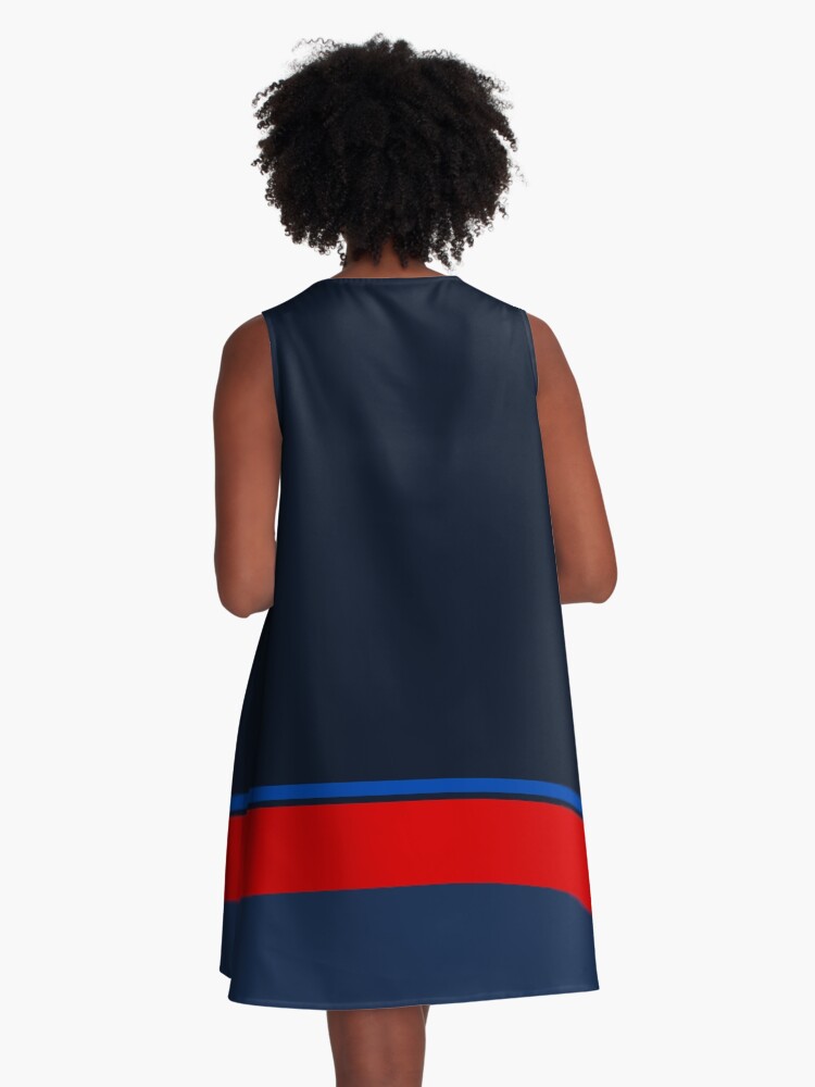 Thumbnail 3 of 4, A-Line Dress, navy red designed and sold by hamtz.