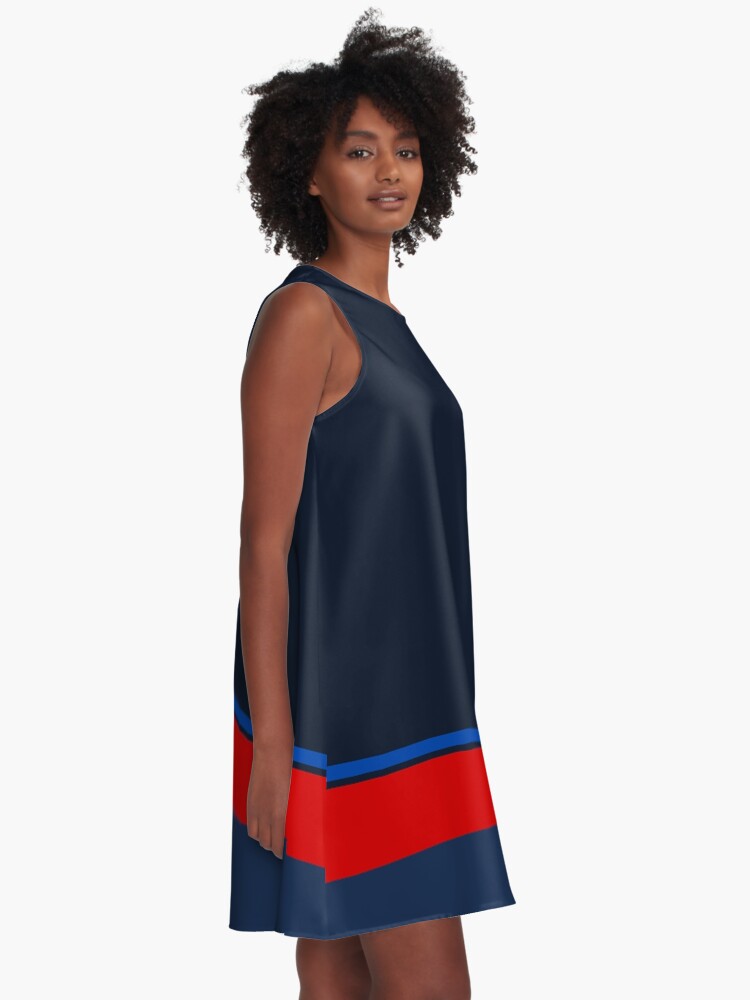 Thumbnail 2 of 4, A-Line Dress, navy red designed and sold by hamtz.
