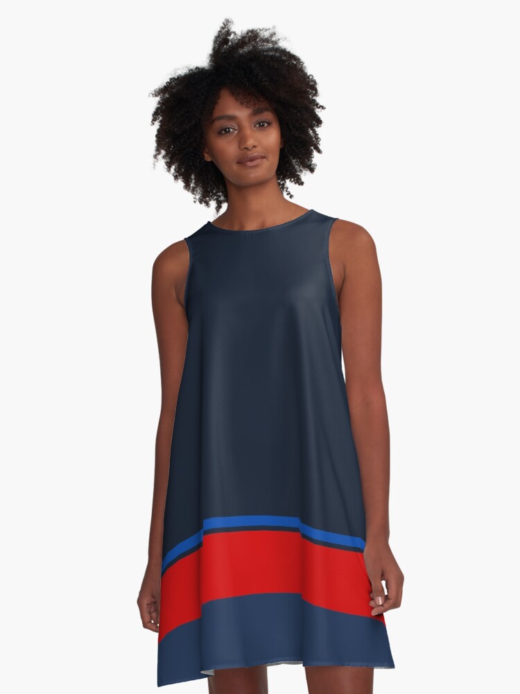 Thumbnail 1 of 4, A-Line Dress, navy red designed and sold by hamtz.