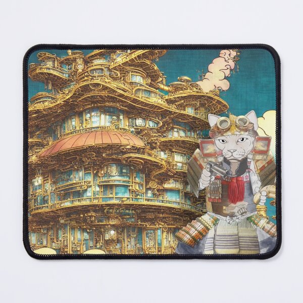 Item preview, Steampunk Samurai Cat in Steampunk Japanese Royal Palace designed and sold by felissimha.