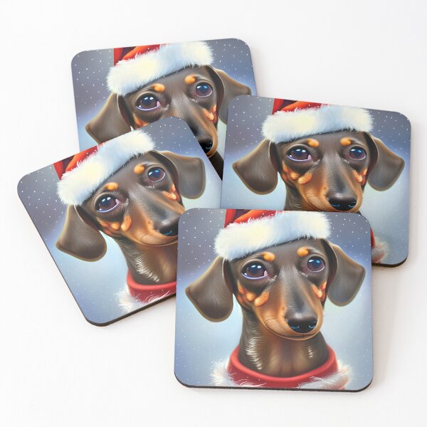 Item preview, Christmas Dachshund Wearing A Santa Hat designed and sold by ZenEverAI.