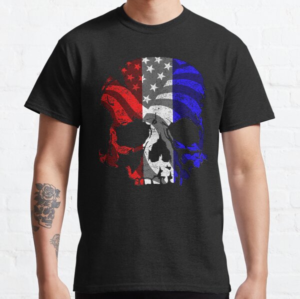 Red White and Blue Skull Classic T-Shirt