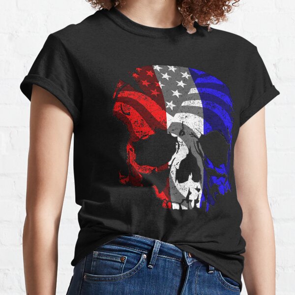 Red White and Blue Skull Classic T-Shirt