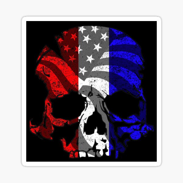 Red White and Blue Skull Sticker