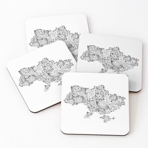 Item preview, Black Ukrainian Floral Map of Ukraine  designed and sold by Digi Artworks Store.