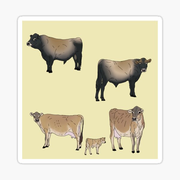 "Jersey Cows Pattern Yellow" Sticker for Sale by TrapperWeasel Redbubble