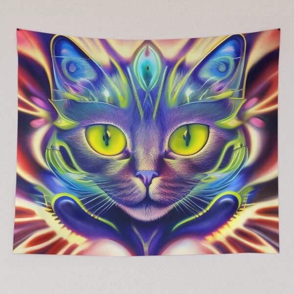 Aperçu de l'œuvre Kosmic Kitty (8) - Chat psychédélique trippant créée et vendue par TheThirdEye.