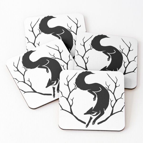 Item preview, Fox Jumping Through Branches Black designed and sold by Skadi-Designs.