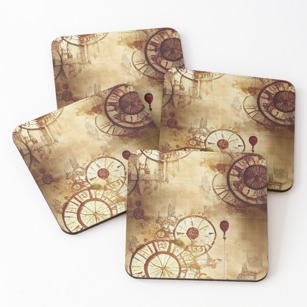 Item preview, Abstract Steampunk Clock Parchment Art Print designed and sold by Beholder Images.