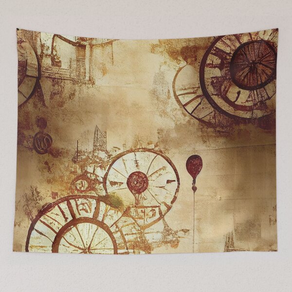 Item preview, Abstract Steampunk Clock Parchment Art Print designed and sold by Beholder Images.