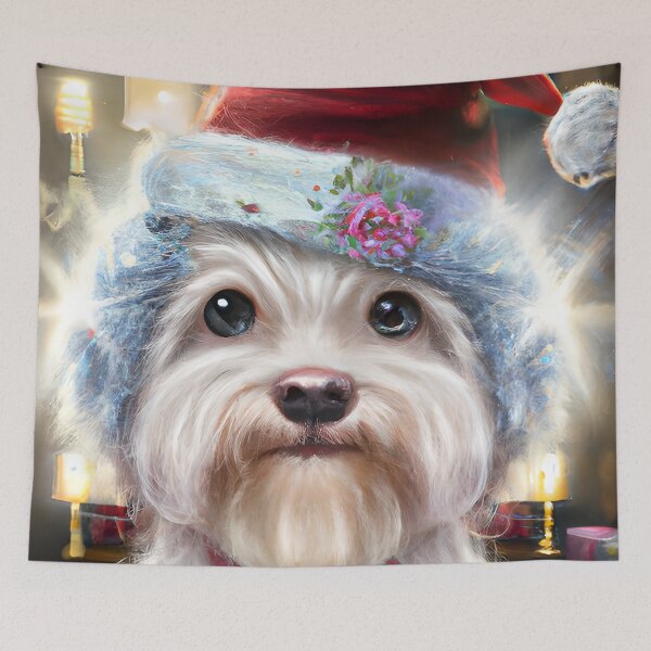 Item preview, Christmas Dandie Dinmont Terrier Wearing A Santa Hat designed and sold by ZenEverAI.
