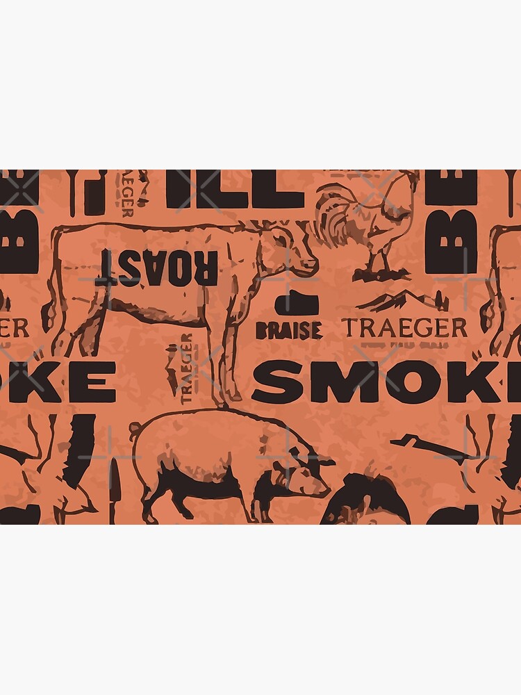 Traeger BBQ Smoker Butcher Pattern Poster for Sale by hookline